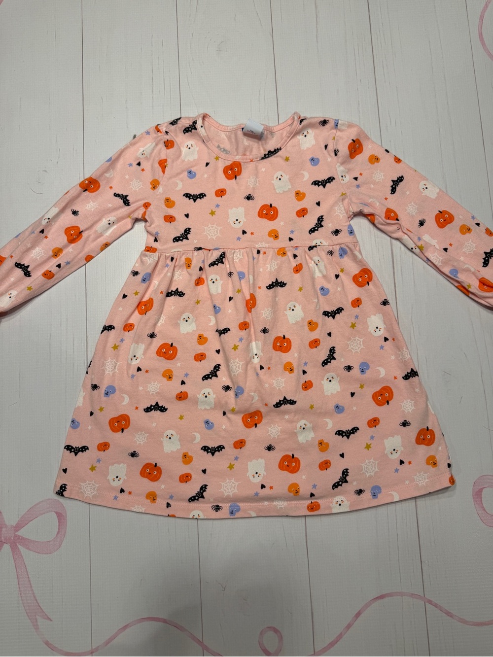 Old Navy Pink Halloween Pumpkin & Ghost Print Long-Sleeve Dress